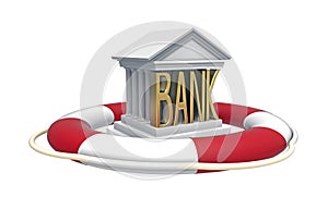 Bank with lifebuoy