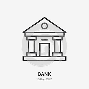 Bank line icon, vector pictogram of finance house. Courthouse illustration, sign for building exterior
