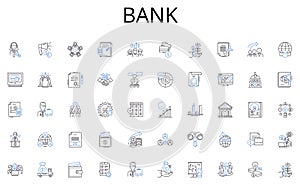 Bank line icons collection. Chatty, Conversational, Communicative, Gossip, Banter, Rib-tickling, Witty vector and linear