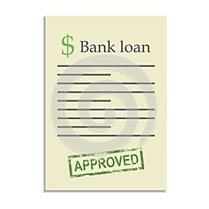 Bank loan document with approved stamp