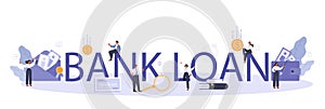 Bank loan support typographic header. Business support from a governmen