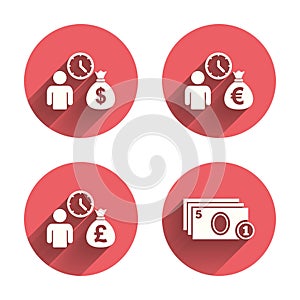 Bank loans icons. Cash money symbols