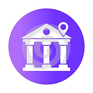 Bank location white glyph with color background vector icon which can easily modify or edit