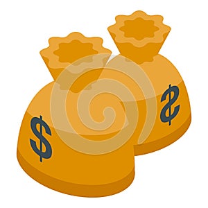 Bank money bags icon isometric vector. Bag dollar