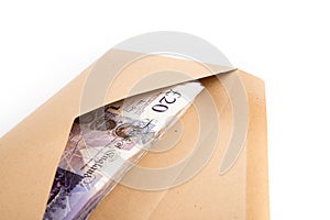 Bank notes in envelope