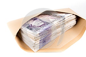 Bank notes in envelope