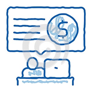 bank office worker doodle icon hand drawn illustration