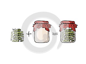 Bank of pickled cucumber, sketch for your design