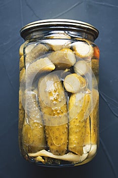 Bank with pickled cucumbers