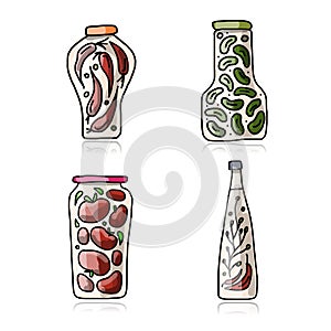 Bank of pickled vegetables, sketch for your design