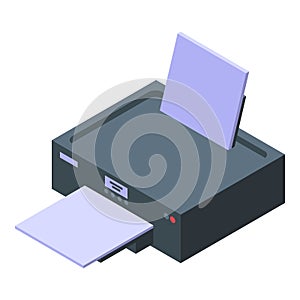 Bank printer icon isometric vector. Office desk