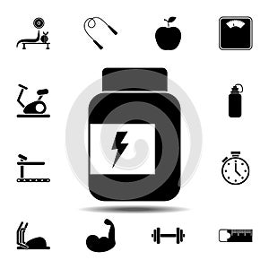 The bank of protein, white, albumen icon. Simple glyph vector element of gym icons set for UI and UX, website or mobile