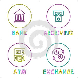 Bank Receiving Transaction Vector Illustration