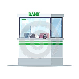 Bank reception window semi flat RGB color vector illustration