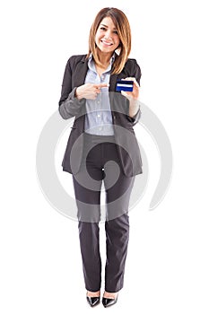 Bank representative with a credit card