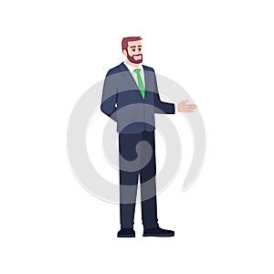 Bank representative semi flat RGB color vector illustration