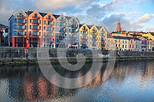 Bank of the river Lee in Cork, Ireland city center