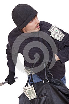 Bank robber running with money