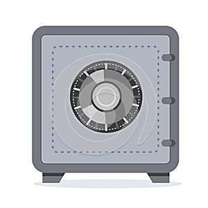 Bank safe box. Security cash savings and money protection concept. Vector flat illustration.