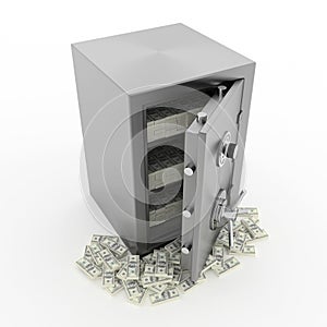 Bank safe with money