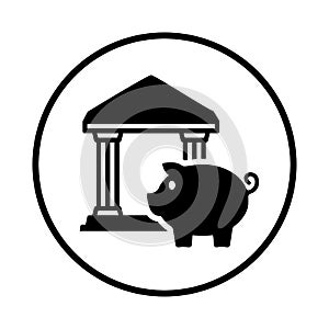 Bank, savings, fund, funds, growth, piggy icon. Black vector design