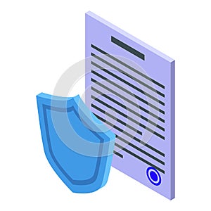 Bank secured document icon, isometric style