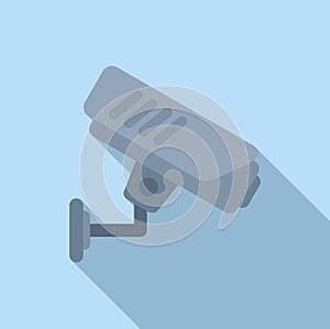 Bank security camera icon flat vector. Secure vault storage