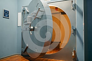 Bank security system, opened vault door