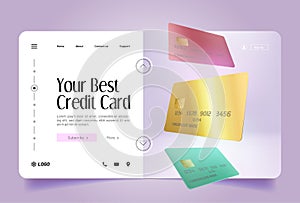Bank service banner with credit cards