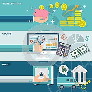 Bank service banners set