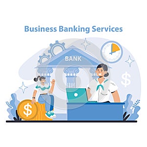 Bank services concept. Flat vector illustration.