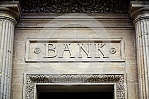 Bank sign on building