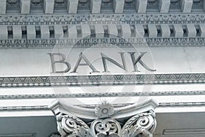 Bank Sign in a building classic facade