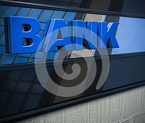 Bank sign on a facade