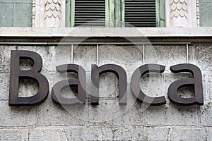 Bank sign on the facade of an italian bank