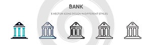 Bank symbol icon in filled, thin line, outline and stroke style. Vector illustration of two colored and black bank symbol vector