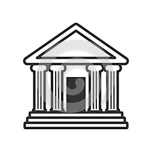 Bank or Temple with Columns Outline Icon