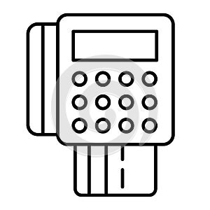 Bank terminal for card payment thin line icon. Pos terminal vector illustration isolated on white. Card payment terminal