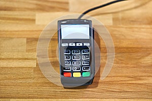 Bank terminal for payment in a cafe