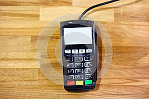 Bank terminal for payment in a cafe