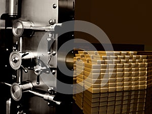 BANK VAULT DOOR GOLD BARS SAVING RETIREMENT FINANCIAL PLANNING WEALTH MANAGEMENT INVESTMENT FUND CAPITAL GROWTH STOCK CASH FLOW