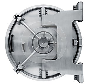 Bank vault door isolated on white with clipping path