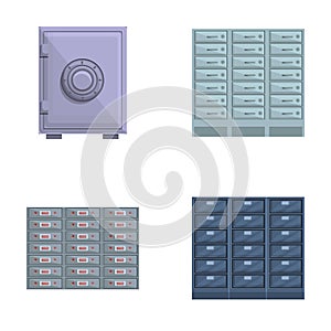 Bank vault icons set cartoon vector. Armored box to protect money and document