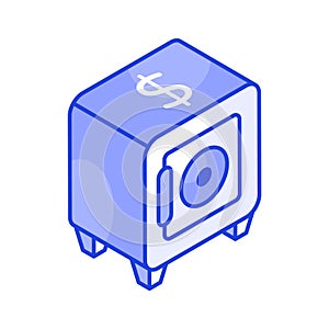 Bank vault for money saving, an isometric icon of bank locker in editable style, premium vector