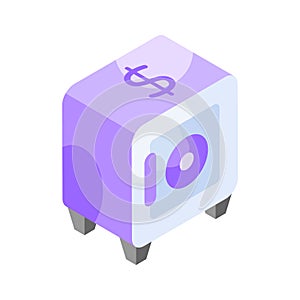 Bank vault for money saving, an isometric icon of bank locker in editable style, premium vector