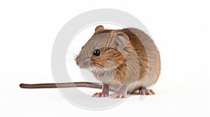 Bank vole, Myodes glareolus formerly Clethrionomys glareolus on white background. generative ai