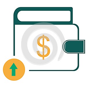 Bank, wallet and e-wallet icon. Mobile banking icon with dollar and money for website and app, UI, UX. Payment and payout