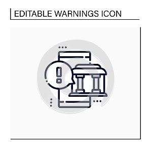 Bank warning line icon