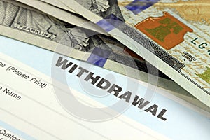 Bank withdrawal slip