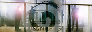 Bankers businessman people on abstract background. Financial concept
